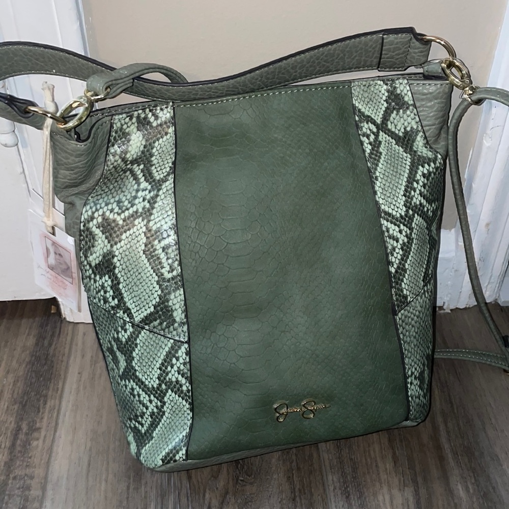Brand new with tags! Jessica Simpson snake skin green purse